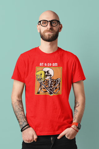 AT 8:59 AM" Skeleton Mask T-Shirt – Unisex Tee by Fury Garbs