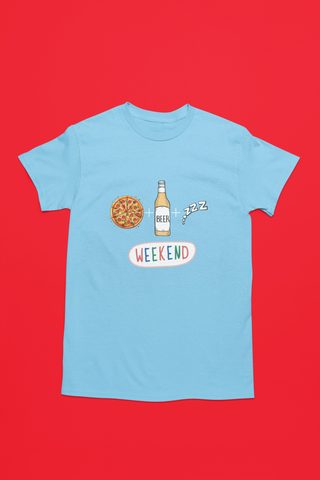 "Pizza + Beer + Sleep" Unisex T-Shirt – Relaxed Fit (S to 3XL) by Fury Garbs